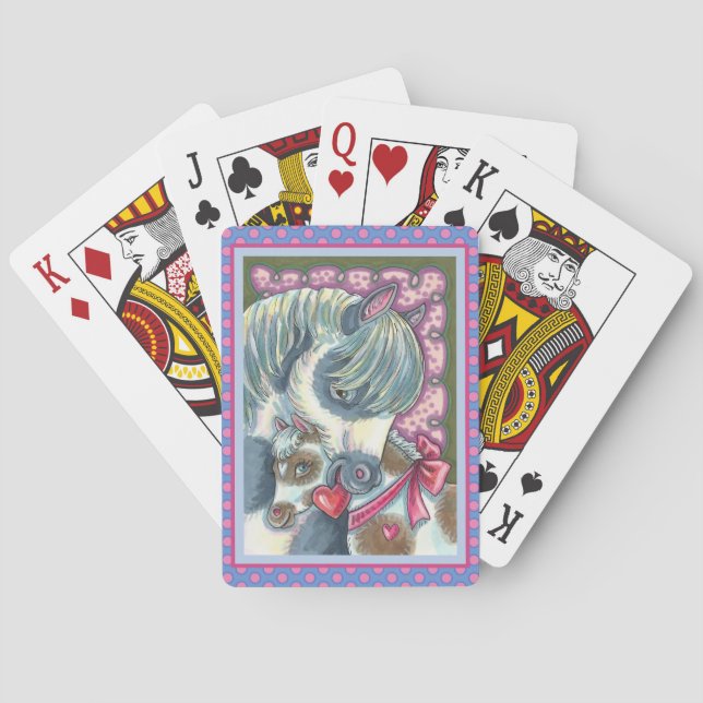 MOTHER PONY & VALENTINE FILLY, CUTE HORSE POKER CARDS (Back)