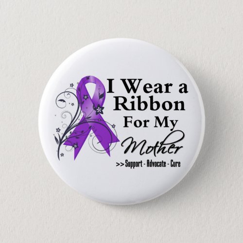 Mother Purple Ribbon _ Pancreatic Cancer Pinback Button