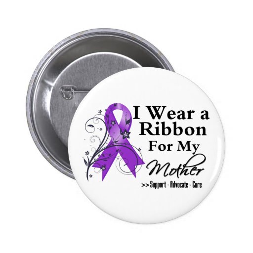 Mother Purple Ribbon - Pancreatic Cancer Pinback Button | Zazzle