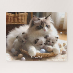 Mother Ragdoll Cat and Kittens Jigsaw Puzzle