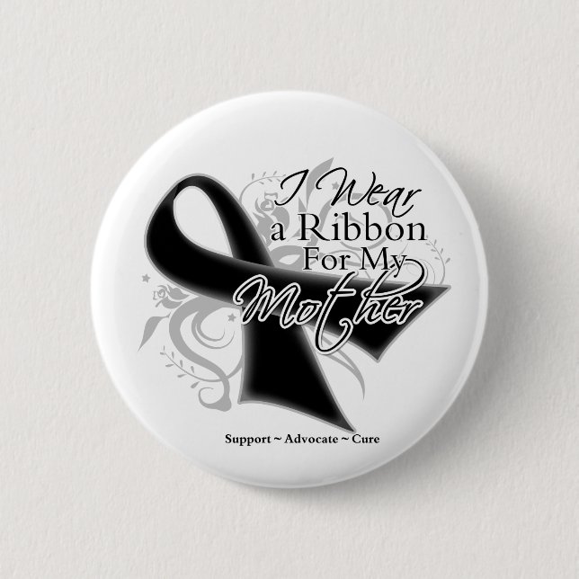 Mother Ribbon - Melanoma Skin Cancer Pinback Button (Front)