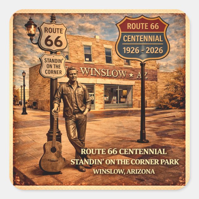 Mother Road Legendary Centennial Stationery Square Sticker (Front)