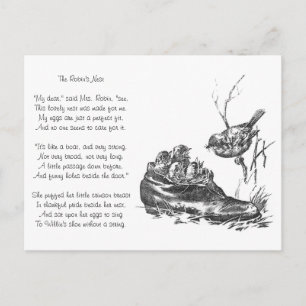 Mother Robin and Her Babies in a Shoe Postcard