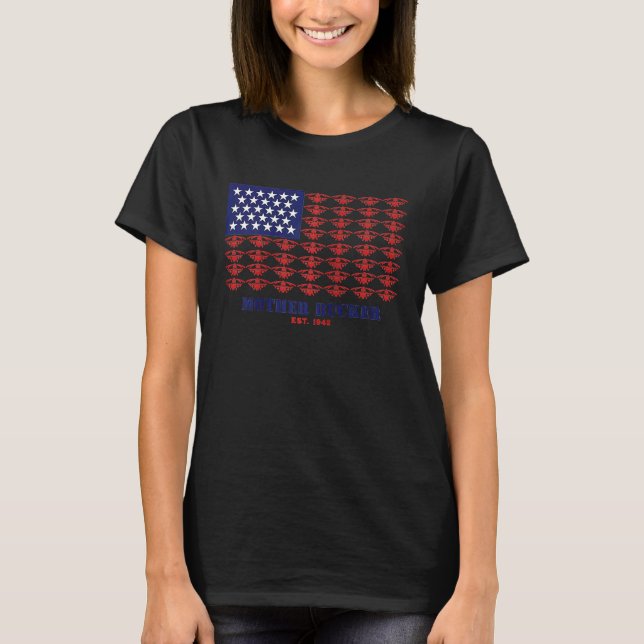 MOTHER RUCKER Patriotic USA Flag Raglan Baseball T-Shirt (Front)