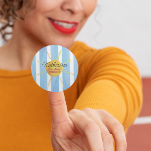 Mother Runner Yellow Sunshine Watercolor Custom Classic Round Sticker