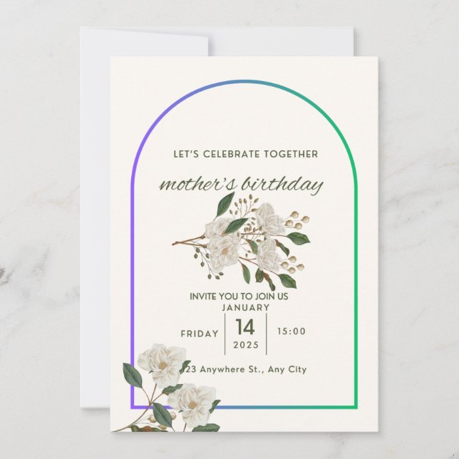 mother’s birthday  invitation card (Front)