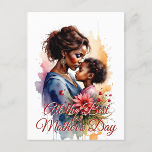 Mother’s Day African Watercolor Love Art Holiday Postcard
