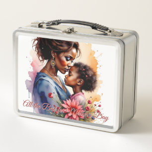 Mother’s Day African Watercolor Love Art Metal Lunch Box