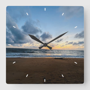 Mother’s Day Beach Sunset Personalized Coastal Square Wall Clock
