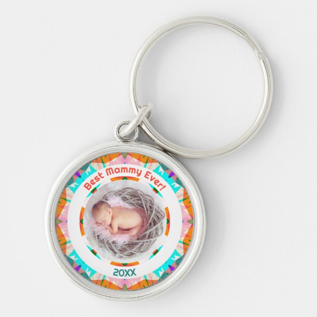 Mother’s Day Best Mammy Ever Baby Girl Photo Gift  Keychain (Front)