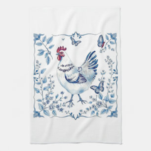 Mother’s Day Blue Porcelain Farmhouse Chicken Kitchen Towel