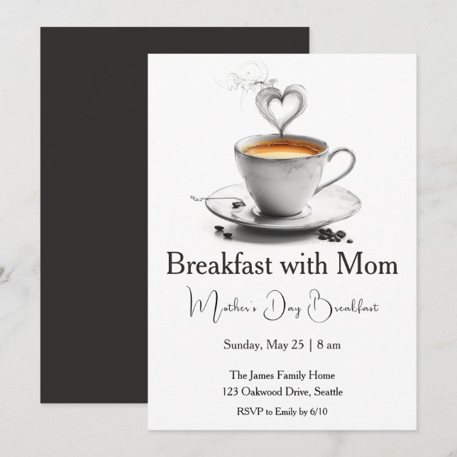 Mother’s Day Breakfast – Breakfast with Mom Invitation (Front/Back)