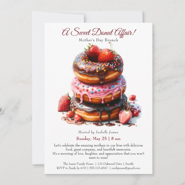 Mother’s Day Brunch Invitation – Donut affair (Front)