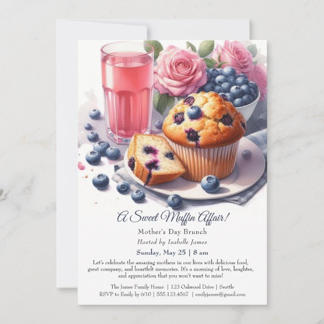 Mother’s Day Brunch Invitation – Muffins affair (Front)