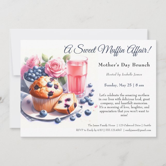 Mother’s Day Brunch Invitation – Muffins affair (Front)