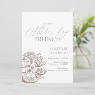 Mother’s Day Brunch Neutral Line Invitation