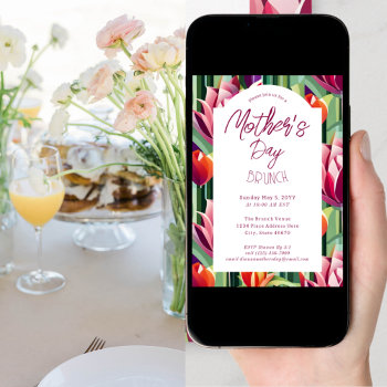 Mother’s Day Brunch White Botanical Pattern Invitation by Ms_Jade at Zazzle