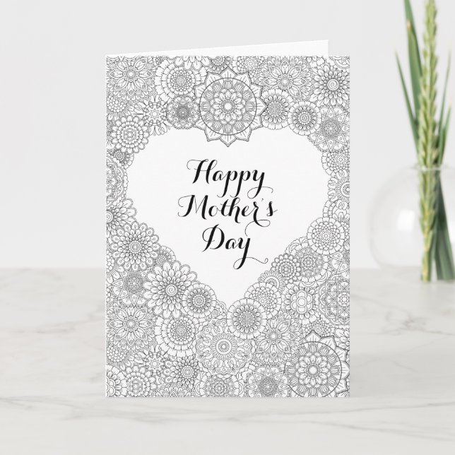 Mother’s Day Card: Adult Coloring Card (Front)