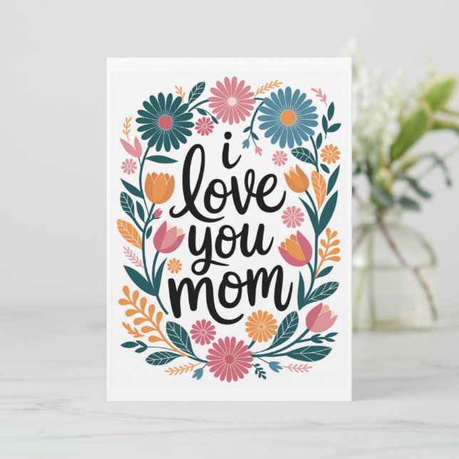 Mother’s Day Card Happy Mother’s Day Gift Floral (Standing Front)