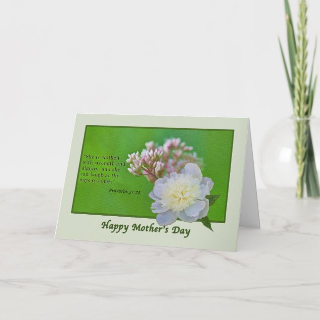 Mother’s Day Card with Pink and White Flowers (Front)
