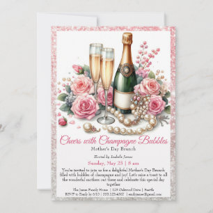 Mother’s Day - Cheers with Champagne Bubbles Invitation