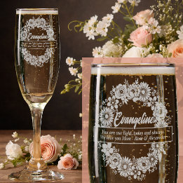 Mother’s Day Custom Engraved Floral Keepsake Champagne Flute