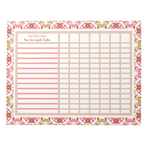 Motherâs Day Custom Pink New Yearâs Goals Tracker Notepad