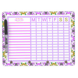 Mother’s Day Custom Purple Family Goals Tracker Dry Erase Board With Keychain Holder