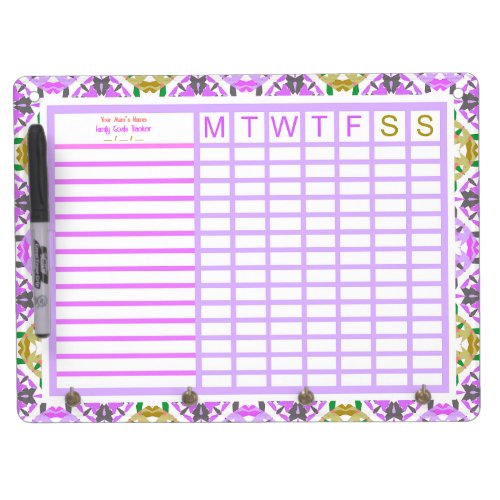 Motherâs Day Custom Purple Family Goals Tracker Dry Erase Board With Keychain Holder