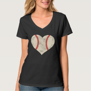 Mother s Day Distressed Heart Baseball Heart Mom T-Shirt