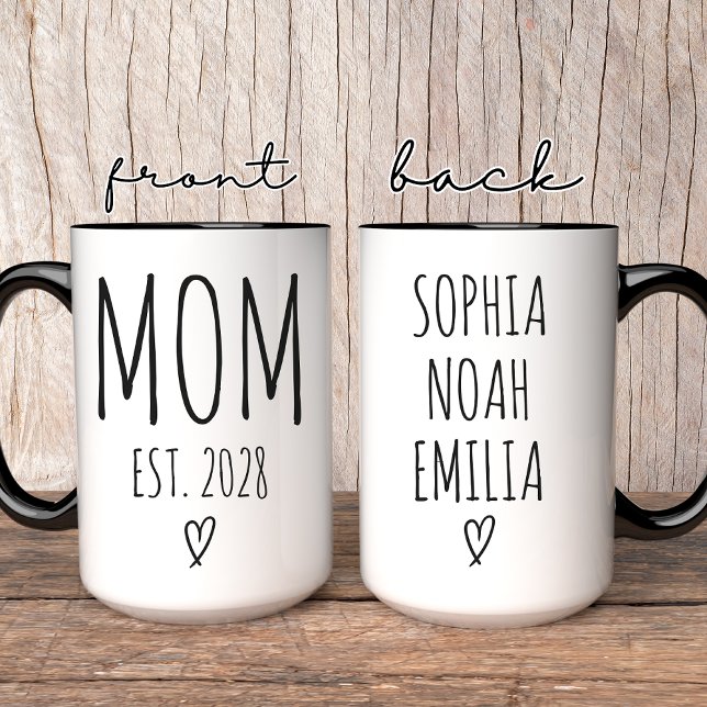 Mother’s Day | Elegant Script Mommy Custom Names Mug (custom mom mug, mothers day mug, mom coffee cup, new mom gift, expecting mom mug, baby shower mug,)