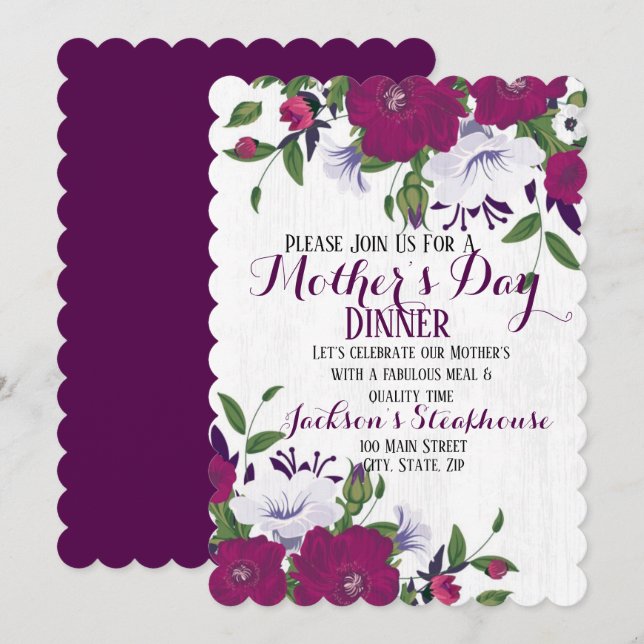Mother’s Day Floral Invitation Flat Card (Front/Back)