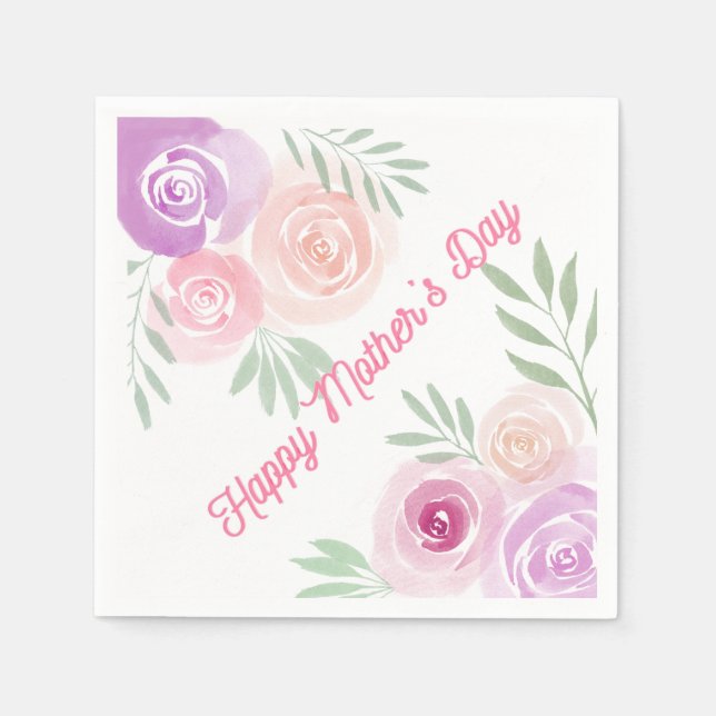Mother’s Day Floral Paper Cocktail Napkin (Front)