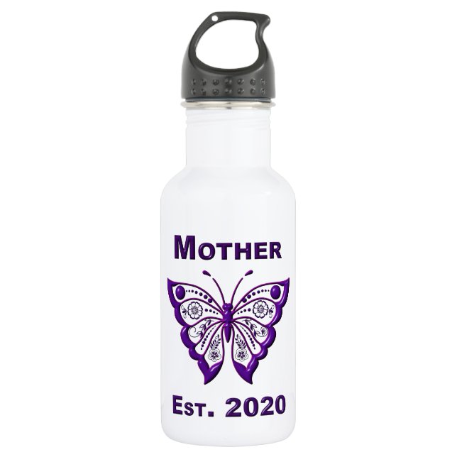 Mother’s Day for Mother “Est 2020” Stainless Steel Water Bottle (Front)