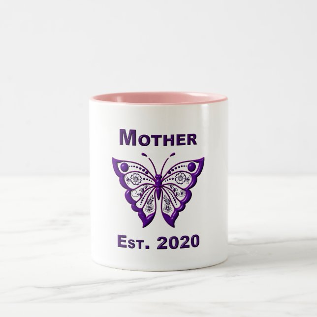 Mother’s Day for Mother “Est 2020” Two-Tone Coffee Mug (Center)