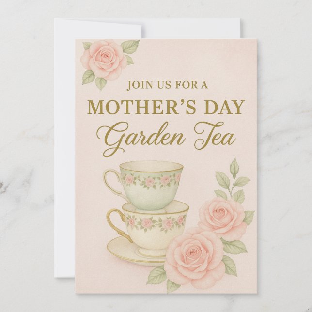 Mother’s Day Garden Tea Invitation | Elegant  (Front)