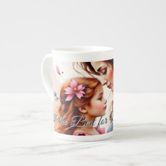 Mother’s Day Hug in Watercolor Floral Style Bone China Mug