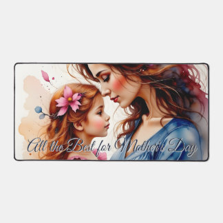 Mother’s Day Hug in Watercolor Floral Style Desk Mat