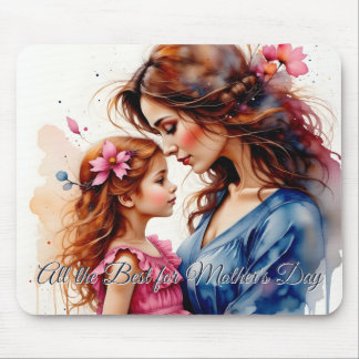 Mother’s Day Hug in Watercolor Floral Style Mouse Pad
