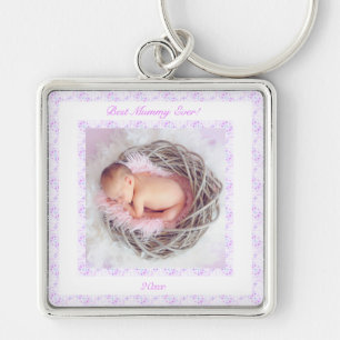 Mother’s Day Lilac Pink Best Mummy Ever Photo Gift Keychain