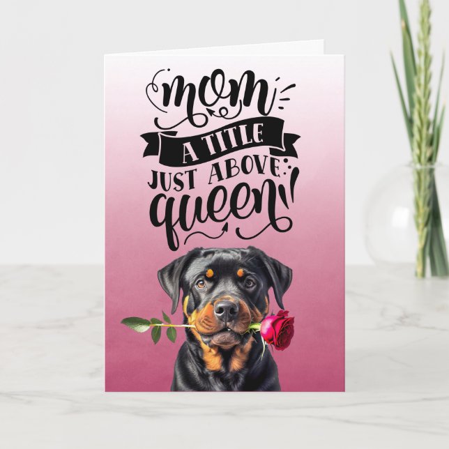 Mother’s day.. Mom, a title just above a queen Thank You Card (Front)