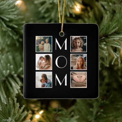 Mothers Day Mom Family Child 6 Photo Collage Ceramic Ornament