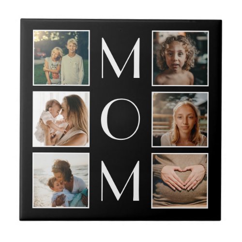 Mothers Day Mom Family Child 6 Photo Collage Ceramic Tile
