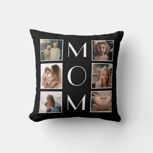 Motherâs Day Mom Family Child 6 Photo Collage Throw Pillow