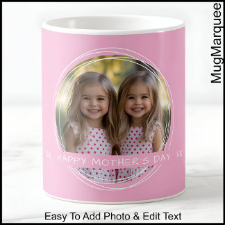 Mother’s Day, Mom, Pretty Pink Photo Custom C90 Coffee Mug