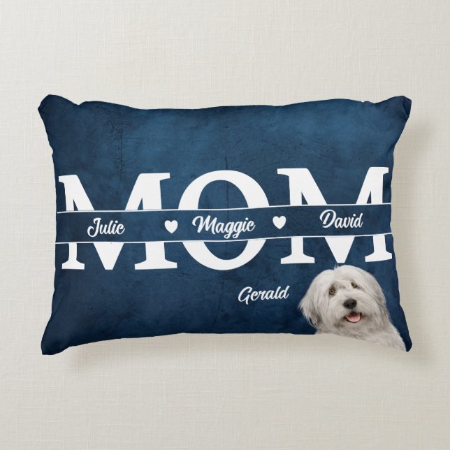 Mother’s Day Personalized three names plus dog Accent Pillow (Front)