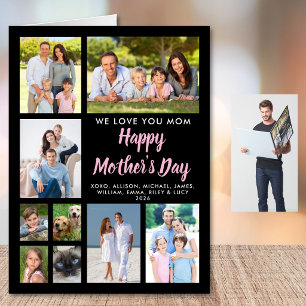 Mother’s Day Photo Collage Black Pink Jumbo Card