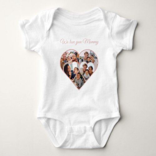 Mother’s Day Photo Collage Heart Family Picture  Baby Bodysuit