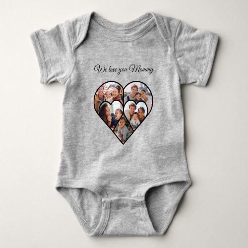 Mother’s Day Photo Collage Heart Family Picture  Baby Bodysuit