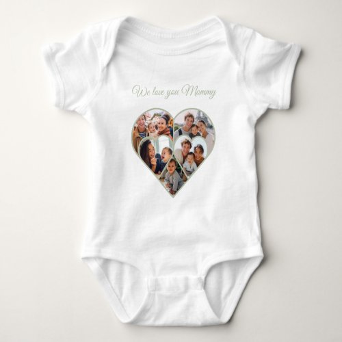 Mother’s Day Photo Collage Heart Family Picture  Baby Bodysuit